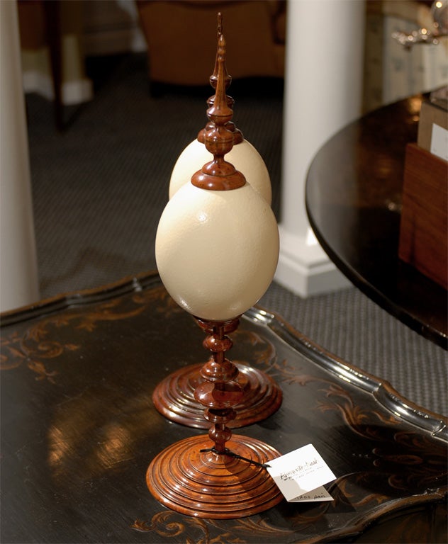 Pair of Ostrich Eggs on Stand 2