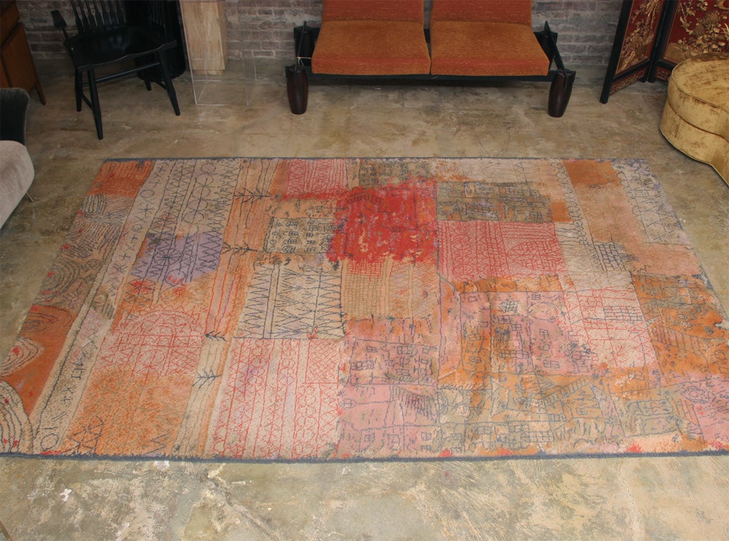 Mid-20th Century Danish Wool Rug Designed by Paul Klee