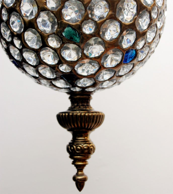 French Bronze and Crystal Hanging Pendant Light