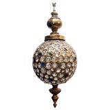 French Bronze and Crystal Hanging Pendant Light