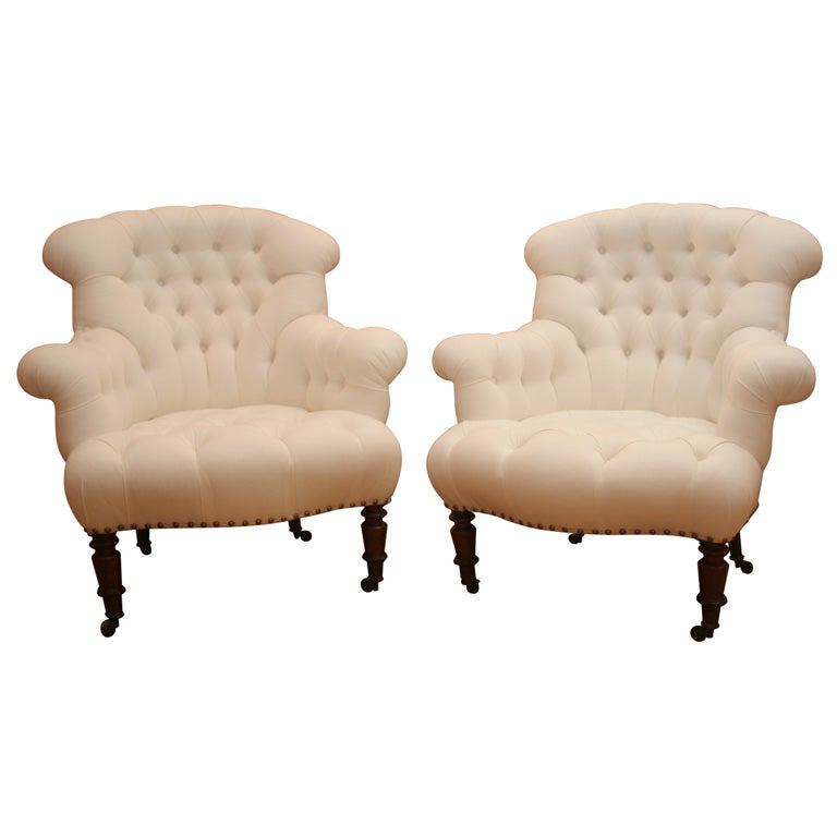 Pair of Tufted Arm Chairs