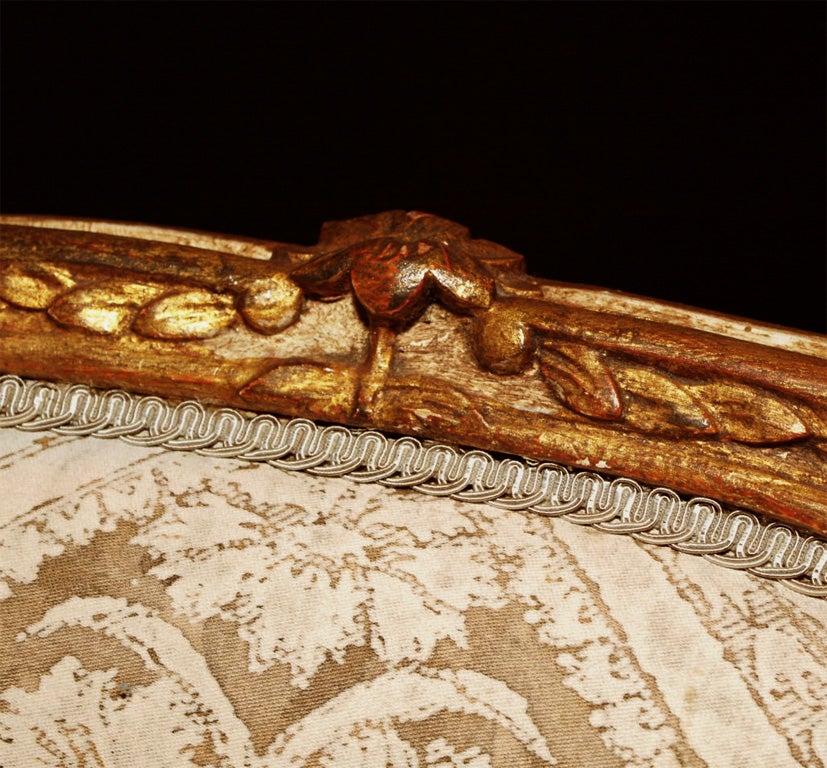 Nineteenth century French gold leaf and painted bergere. In Good Condition In New Orleans, LA