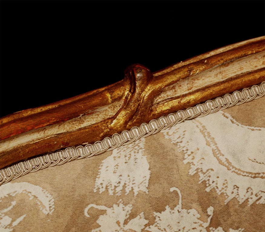 19th Century Nineteenth century French gold leaf and painted bergere.