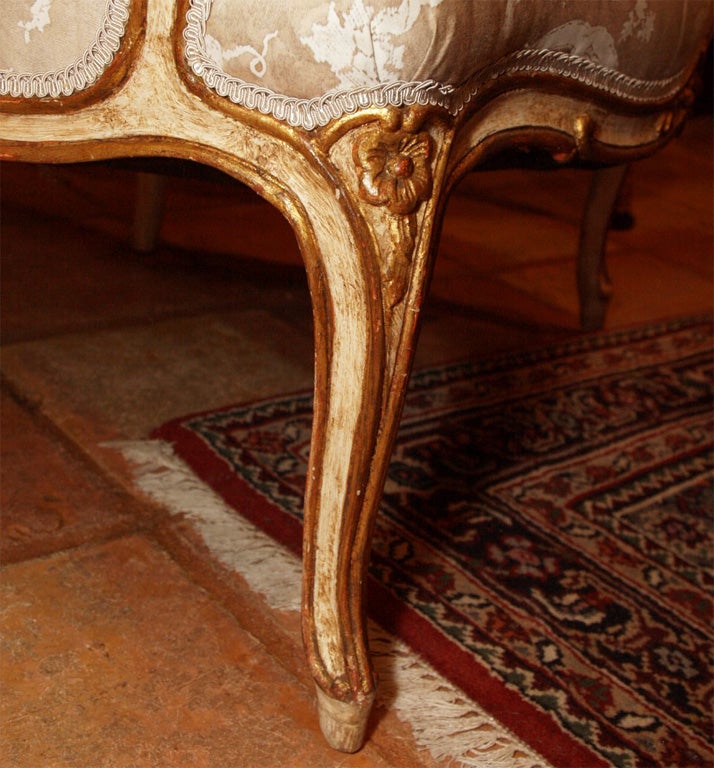 Nineteenth century French gold leaf and painted bergere. 1