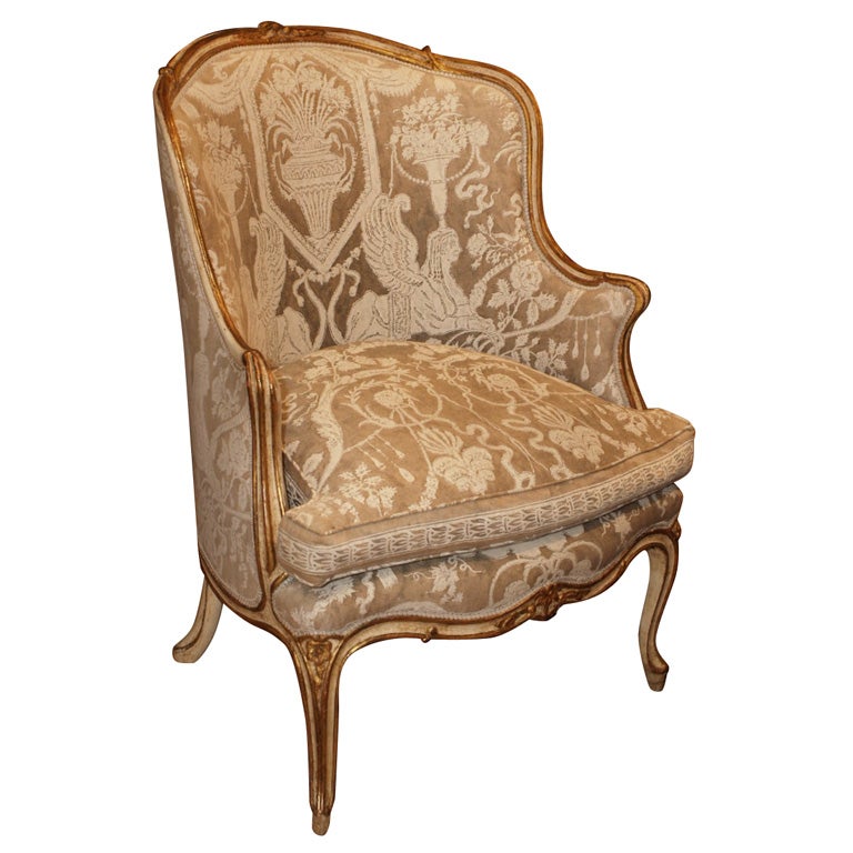 Nineteenth century French gold leaf and painted bergere.