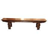 Antique Chinese long bench. Elm and teak.