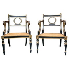 Pair of parcel gilt  Regency period armchairs