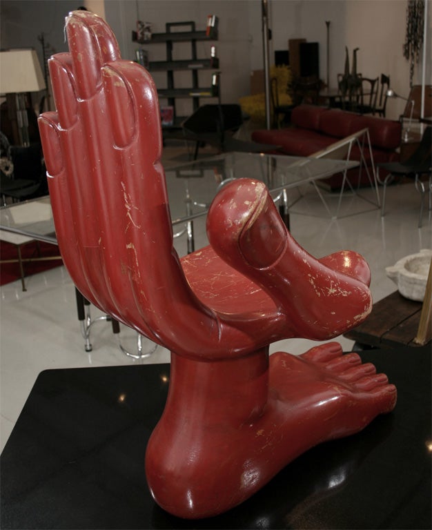 Late 20th Century Iconic Hand Foot Chair by Pedro Friedeberg For Sale