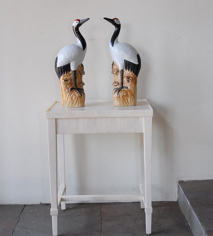 Pair of Chinese Porcelain Cranes In Excellent Condition In Los Angeles, CA