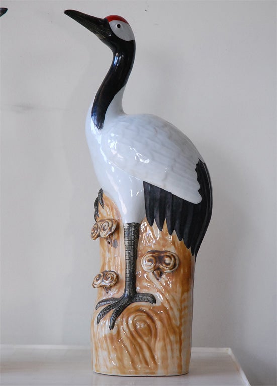 Mid-20th Century Pair of Chinese Porcelain Cranes