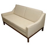 Jens Risom loveseat with walnut frame