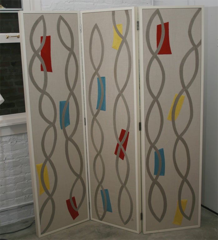 Judy Ross Embroidered Screen. "Swim"