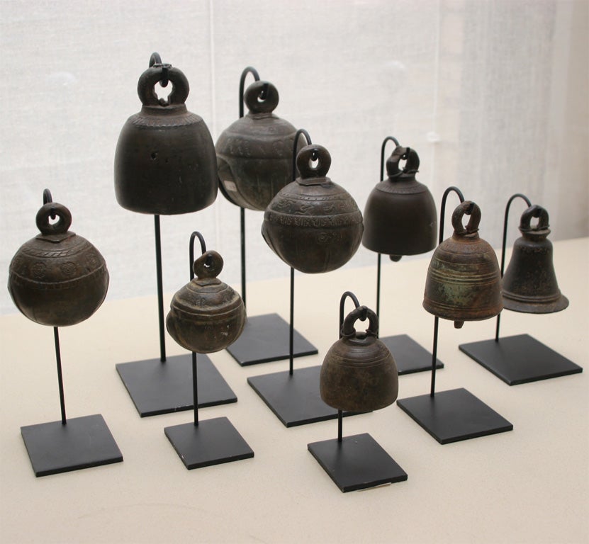 Burmese Bronze Bells on Stands