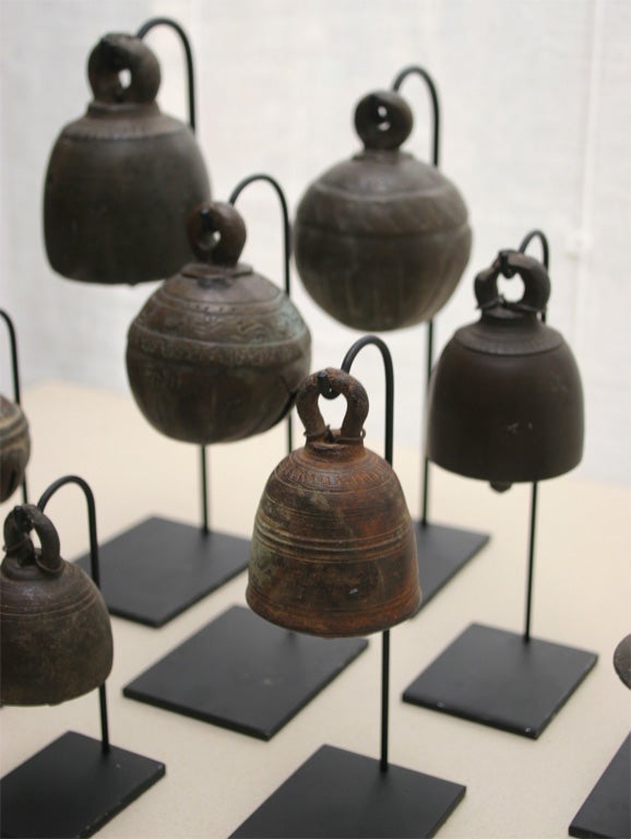 Burmese Bronze Bells on Stands 4