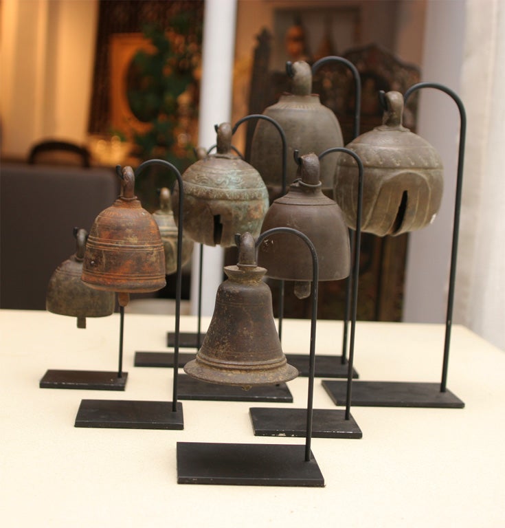 Burmese Bronze Bells on Stands 1