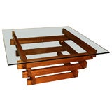 Solid mahogany coffee table with glass top