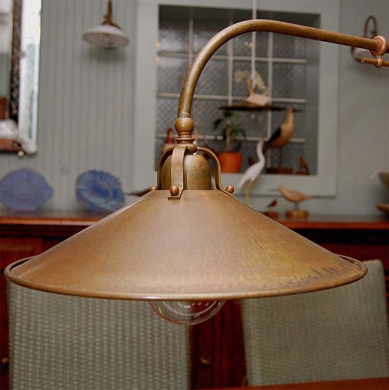 Antique -Brass Triple Pendant on Pulley For Sale 3