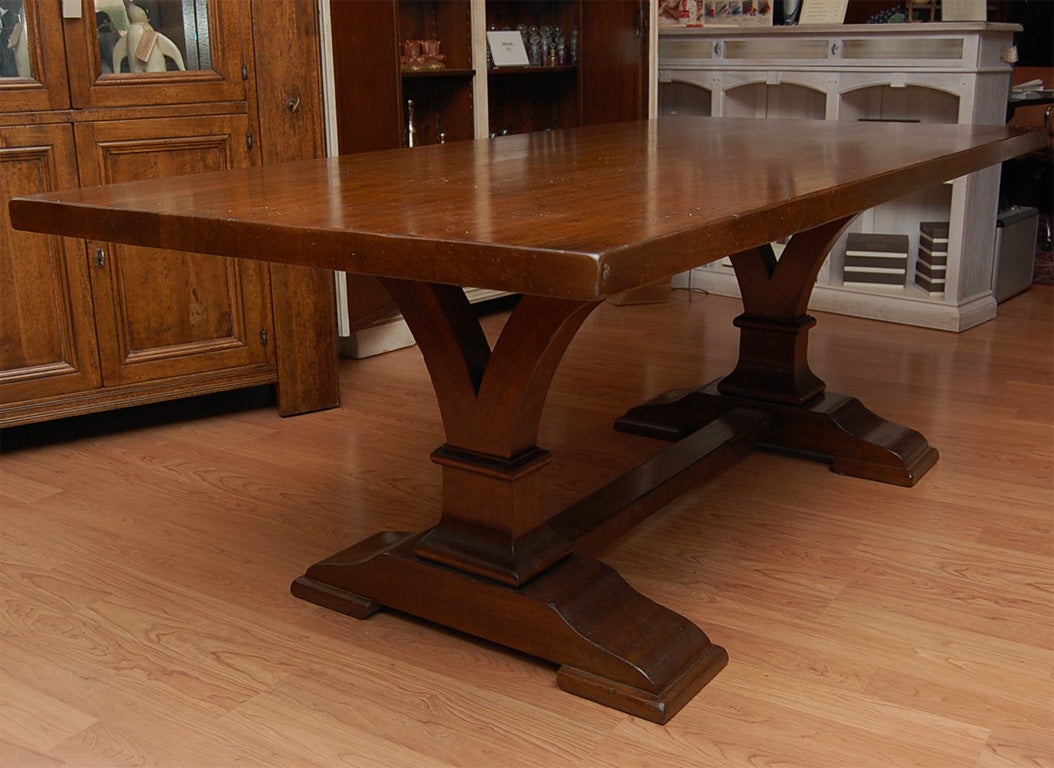 Walnut Trestle Base Dining Table