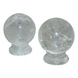 ROCK CRYSTAL ORB, WITH STANDS OF ROCK CRYSTAL