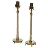 Pair of crystal candlestick lamps