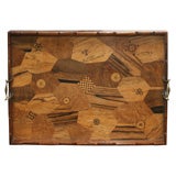 Antique marquetry wood tray