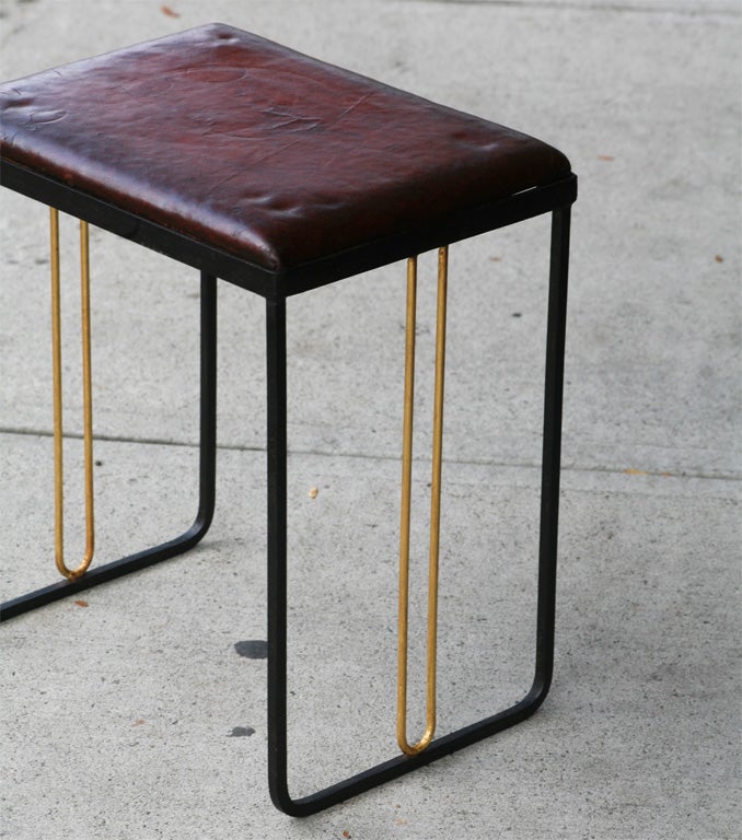 French Art Deco Small Wrought Iron Bench