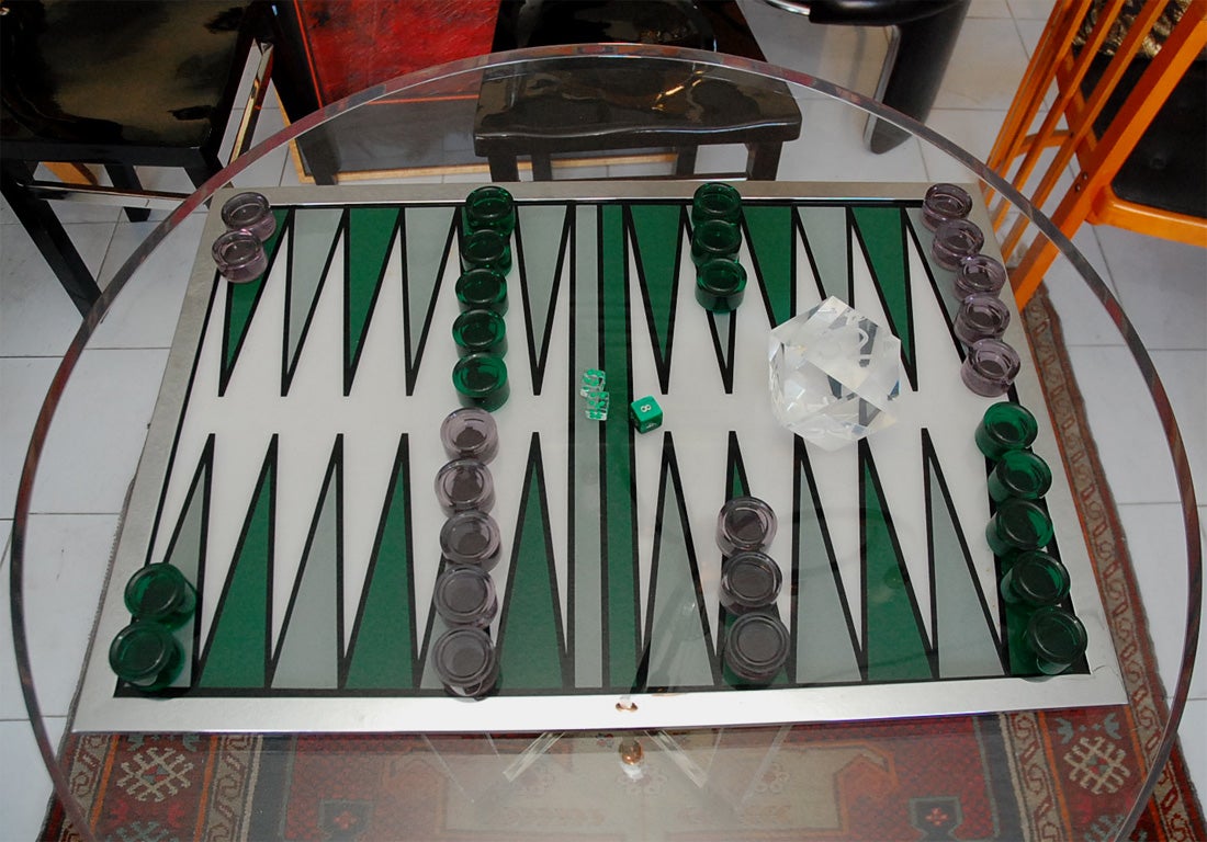 A very attractive vintage backgammon set by Charles Hollis Jones. Board measures 25