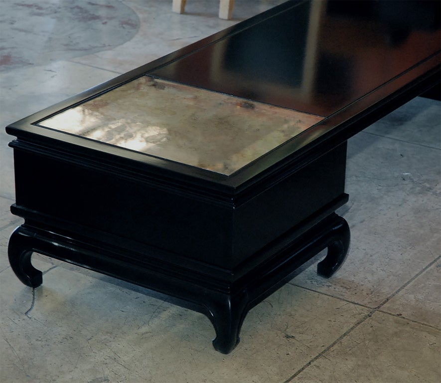 LONG AND LOW  BLACK LACQUER ASIAN STYLE COFFEE TABLE 3