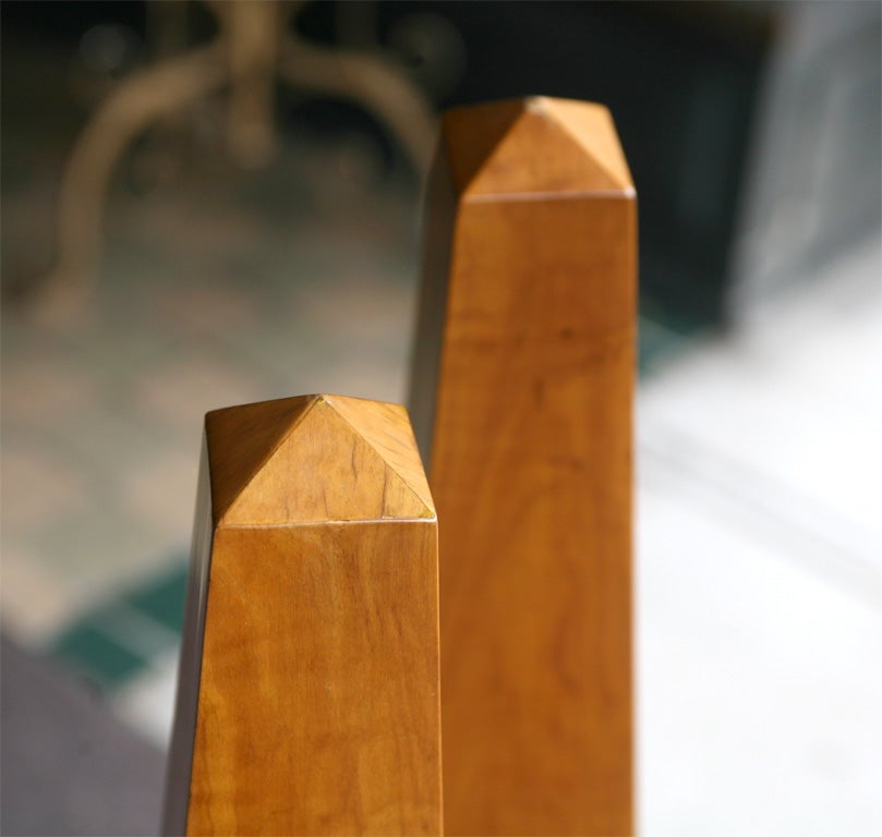 Italian Pair of Olive Wood Obelisk