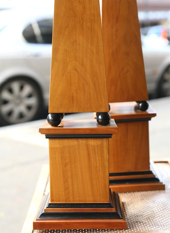 Pair of Olive Wood Obelisk 1