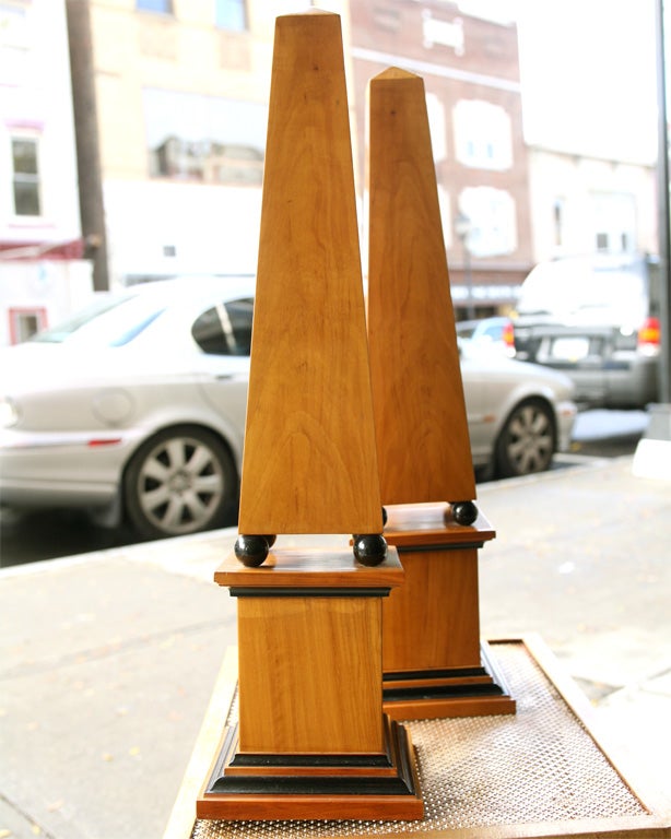 Pair of Olive Wood Obelisk 2