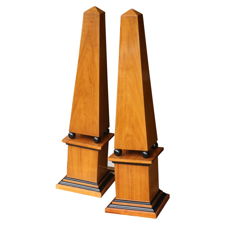 Pair of Olive Wood Obelisk