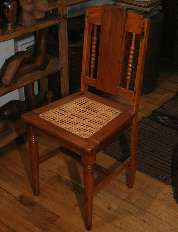 Set of 6 Art Decor chairs with caned seated and piped seat backs. Priced as set