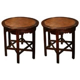 Pair of Bamboo Topped Side Tables