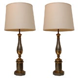 Pair Table Lamps in Brushed Steel Pair Table Lamps in Brushed Steel