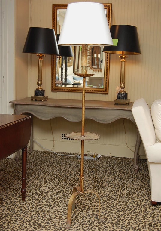 Elegant Gilt Table Floor Lamp with