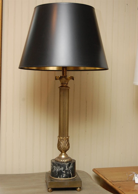 Pair of Brass Fluted Column Lamps
