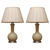 Pair of Porcelain Lamps handmade in England, in a Bisque/Cream
