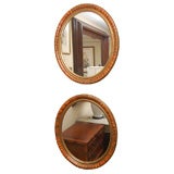 Antique Pair of Painted Oval Mirrors