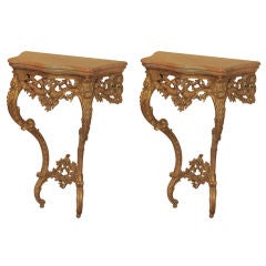 Turn of the Century Pair of French Highly Stylized Wall Consoles