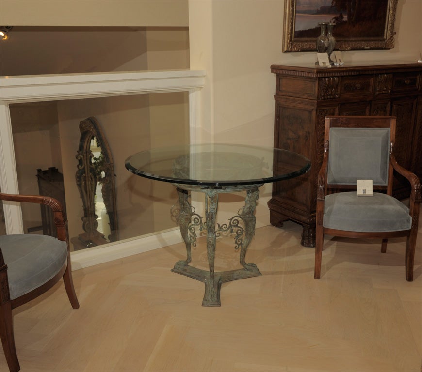 Late 19th Century Tripodal Verdigris  Pedestal Base Table