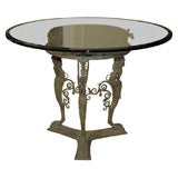 Late 19th Century Tripodal Verdigris Pedestal Base Table Antique Late 19th Century Tripodal Verdigris Pedestal Base Table