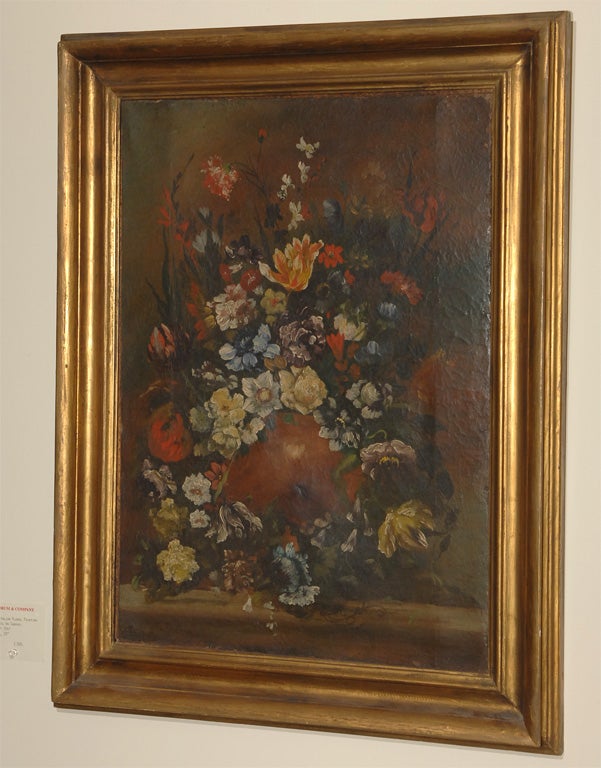 Italian Antique Floral Painting For Sale