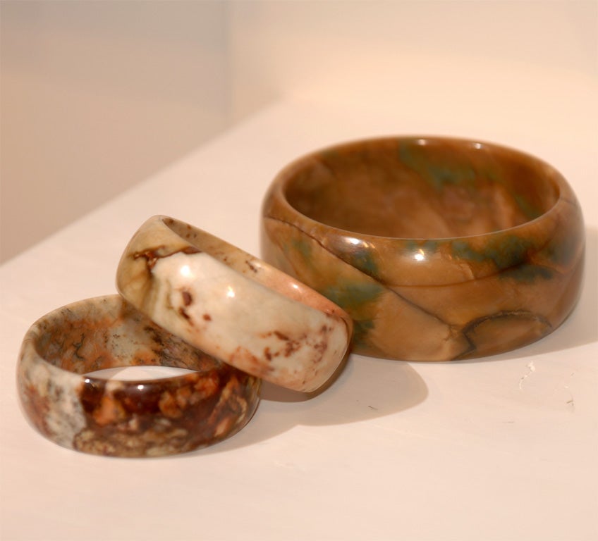 20th Century Set of Three Jade Bracelets For Sale