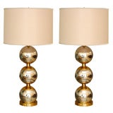 Pair of Chrome & Brass Ball Lamps