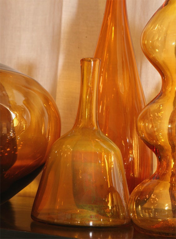 Glass Set Of Six Decorative Bottles For Sale