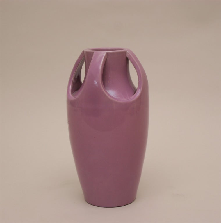 Deco-Inspired Pink Japanese Awaji Pottery Vase