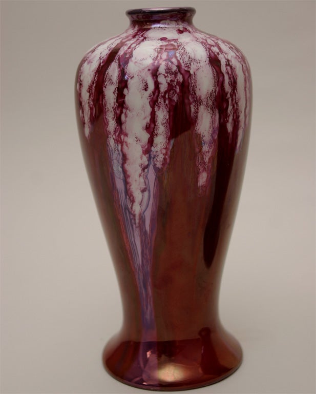 Pair of Japanese Porcelain Lustre Flambe Vases 1