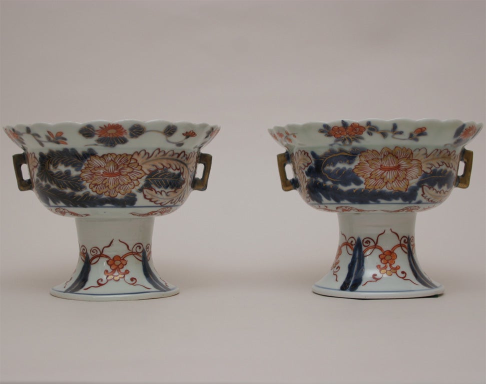 Pair of Japanese Porcelain Imari Footed Bowls