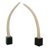 Pair Resin Faux Ivory Tusks